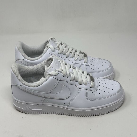 Nike Air Force 1 '07 Low Womens 9 Triple White Leather Athletic Shoes Sneakers - Picture 3 of 16